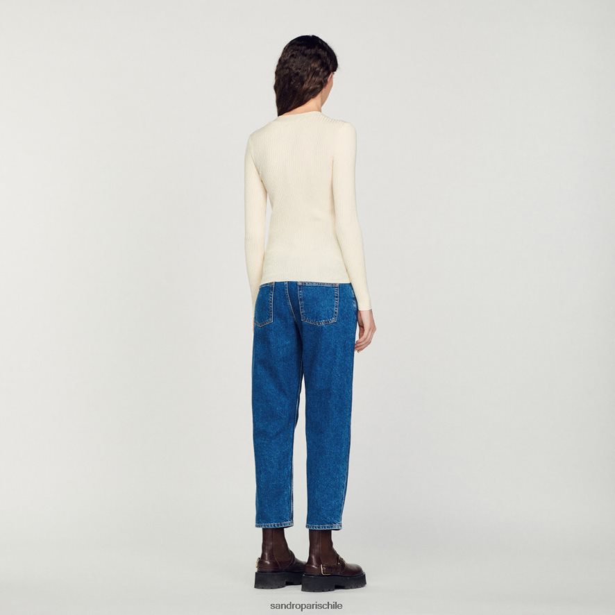 Sandro Paris Chaqueta de punto crudo mujer vestir JJ402J433