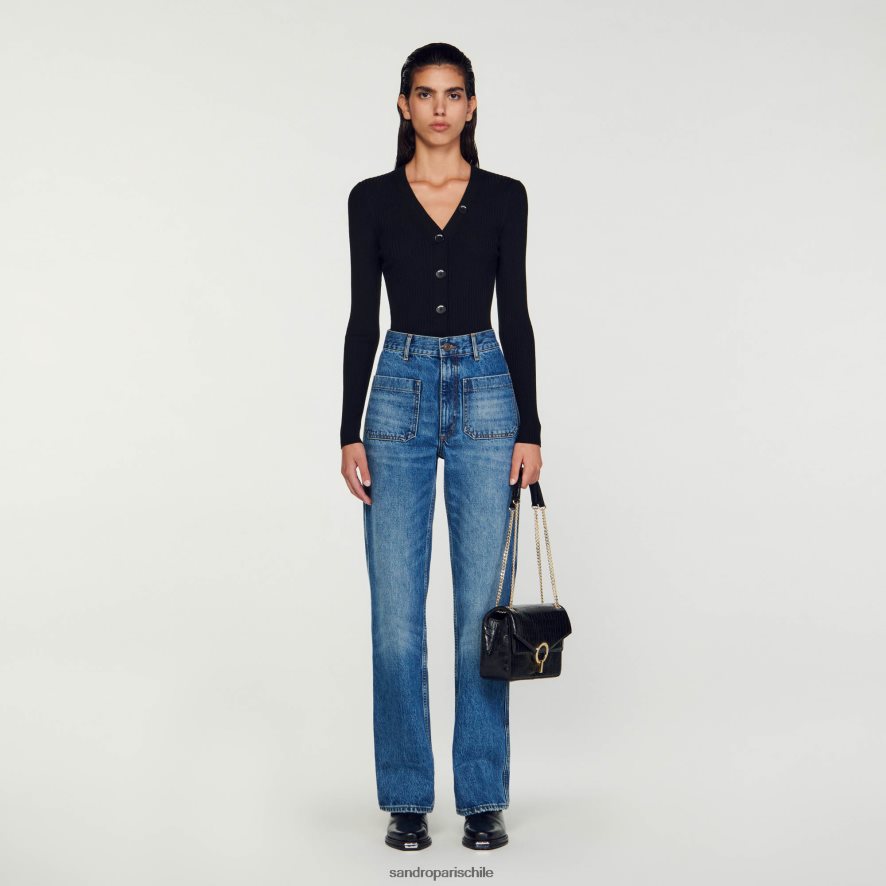 Sandro Paris Chaqueta de punto negro mujer vestir JJ402J428