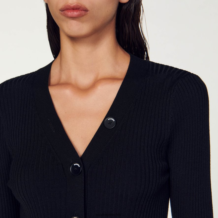 Sandro Paris Chaqueta de punto negro mujer vestir JJ402J428