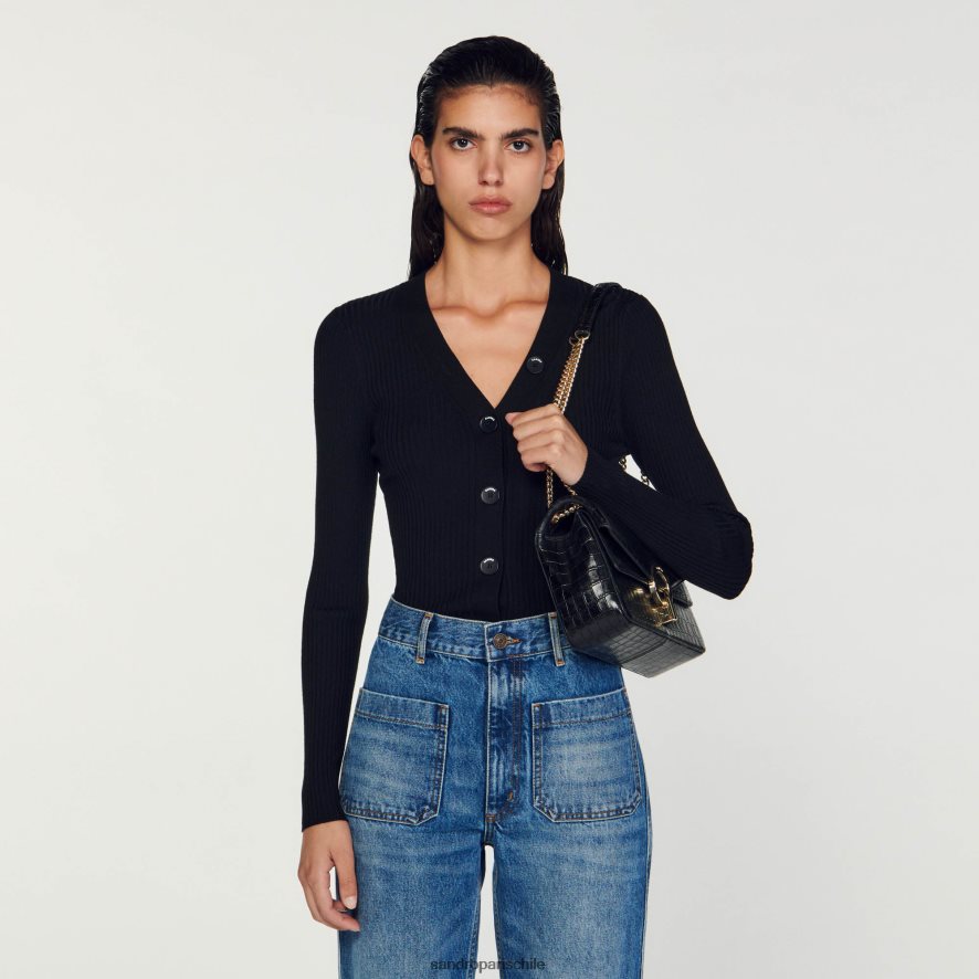 Sandro Paris Chaqueta de punto negro mujer vestir JJ402J428