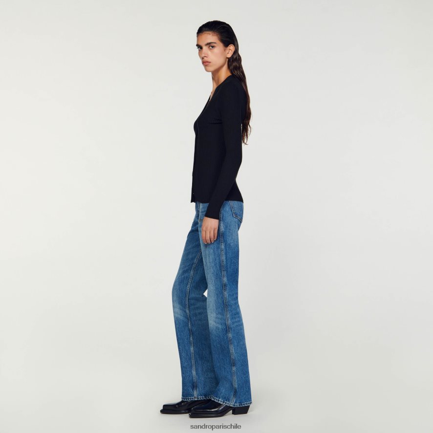 Sandro Paris Chaqueta de punto negro mujer vestir JJ402J428