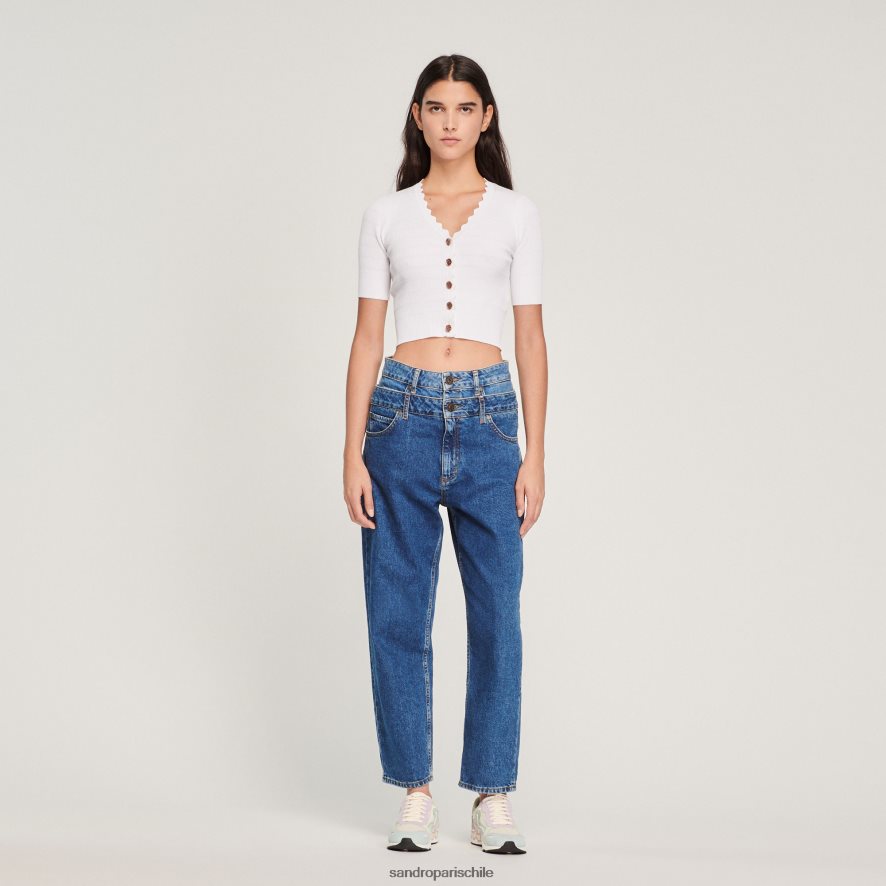 Sandro Paris suéter de punto con botones elegantes blanquecino mujer vestir JJ402J260