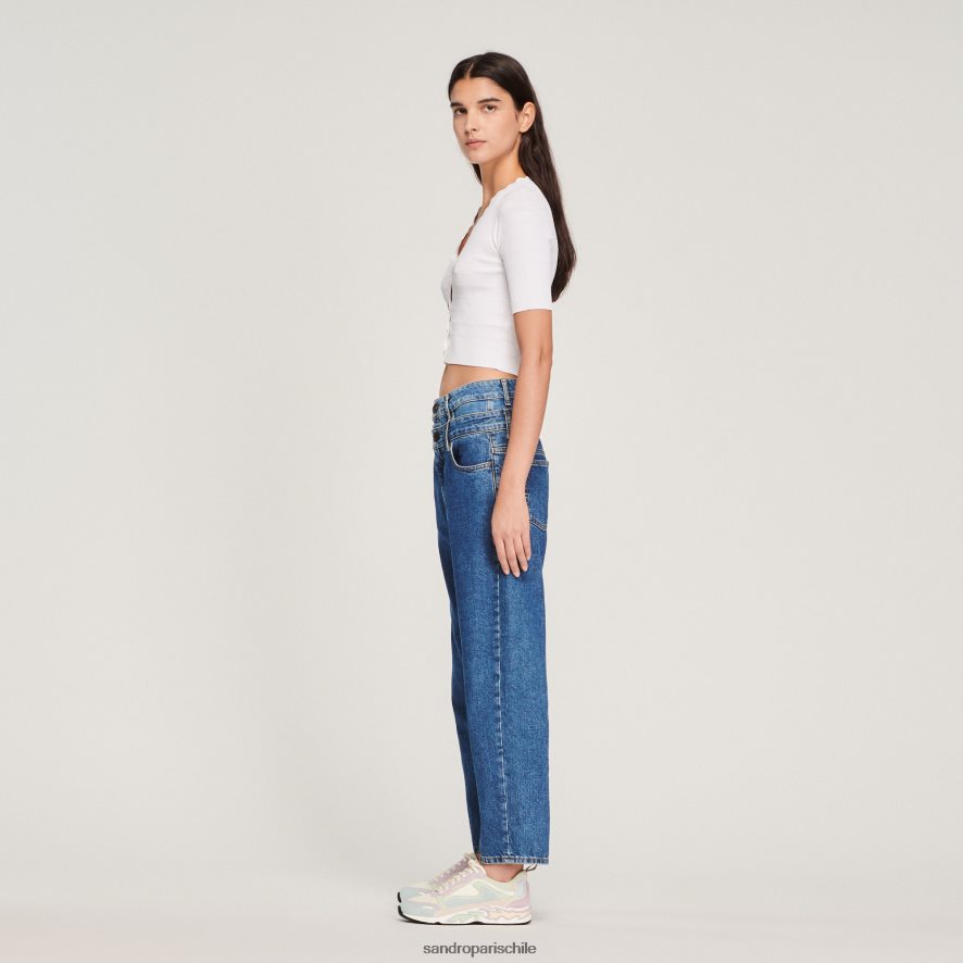 Sandro Paris suéter de punto con botones elegantes blanquecino mujer vestir JJ402J260