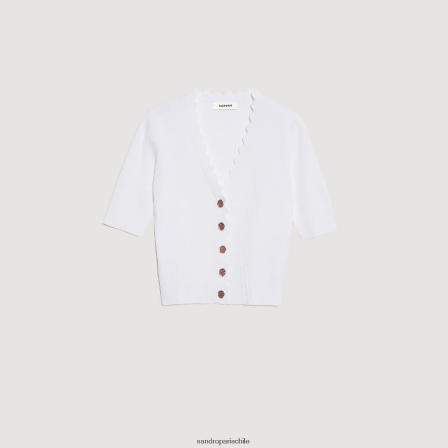 Sandro Paris suéter de punto con botones elegantes blanquecino mujer vestir JJ402J260