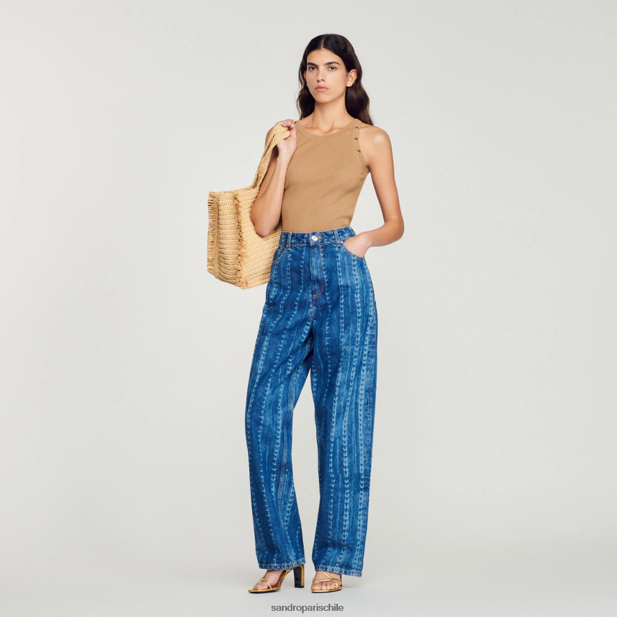 Sandro Paris tanque acanalado camello mujer vestir JJ402J216