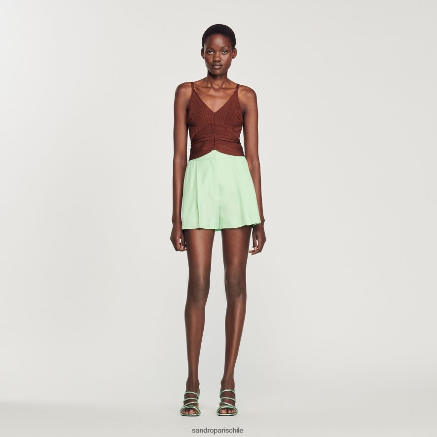 Sandro Paris tanque plisado arcilla mujer vestir JJ402J399