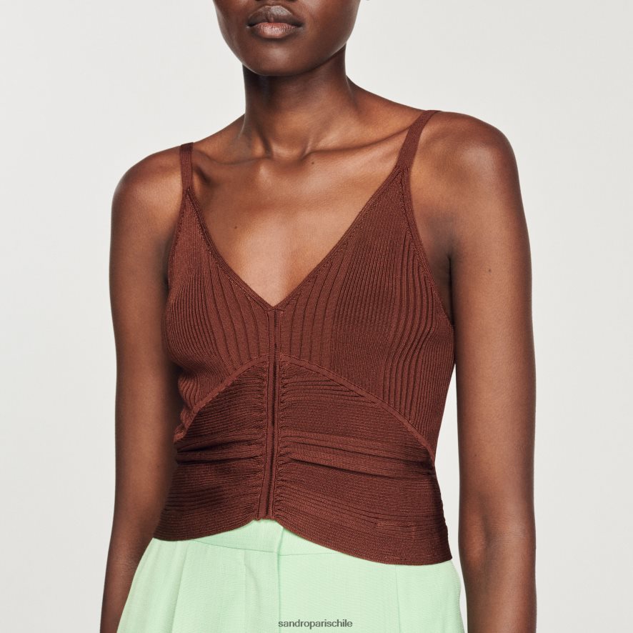 Sandro Paris tanque plisado arcilla mujer vestir JJ402J399