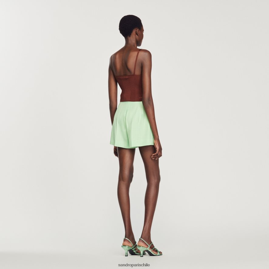 Sandro Paris tanque plisado arcilla mujer vestir JJ402J399