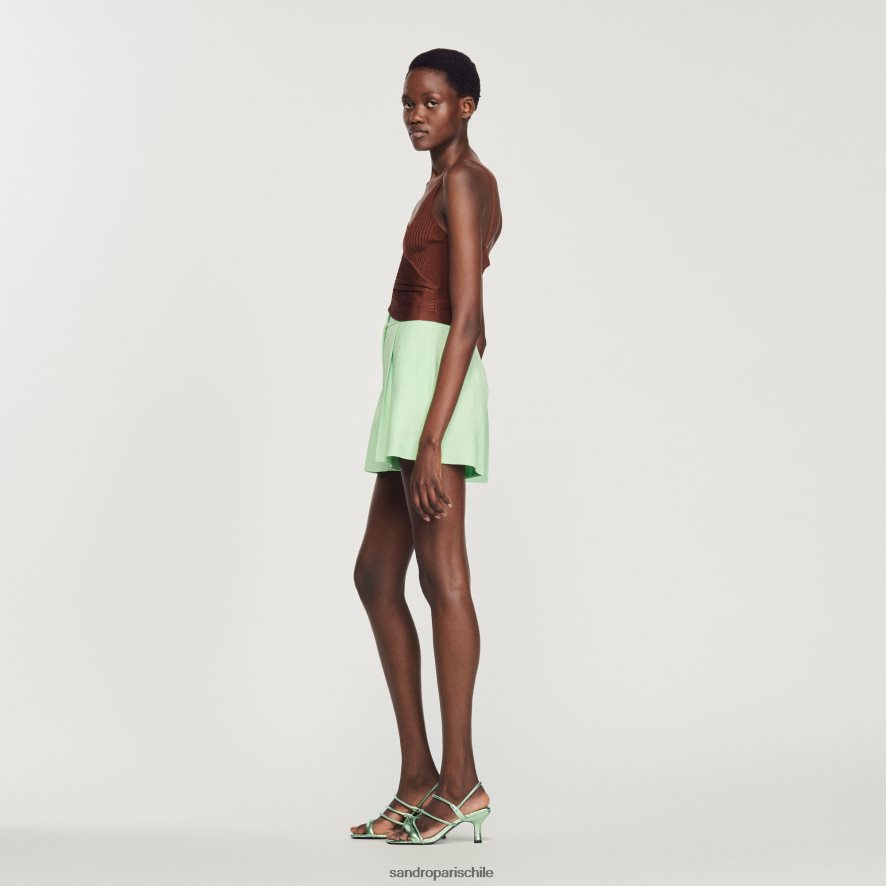 Sandro Paris tanque plisado arcilla mujer vestir JJ402J399