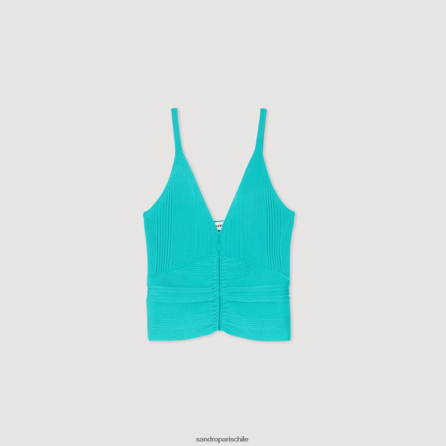 Sandro Paris tanque plisado verde emeurauda mujer vestir JJ402J404