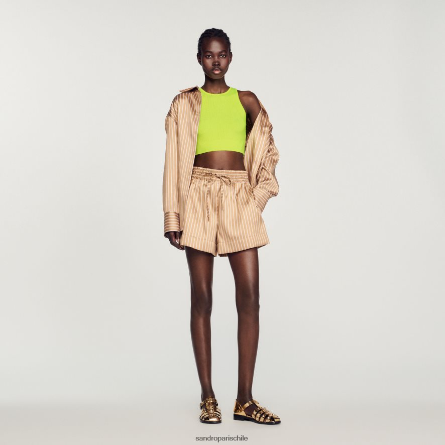 Sandro Paris top corto de punto manzana verde mujer vestir JJ402J449