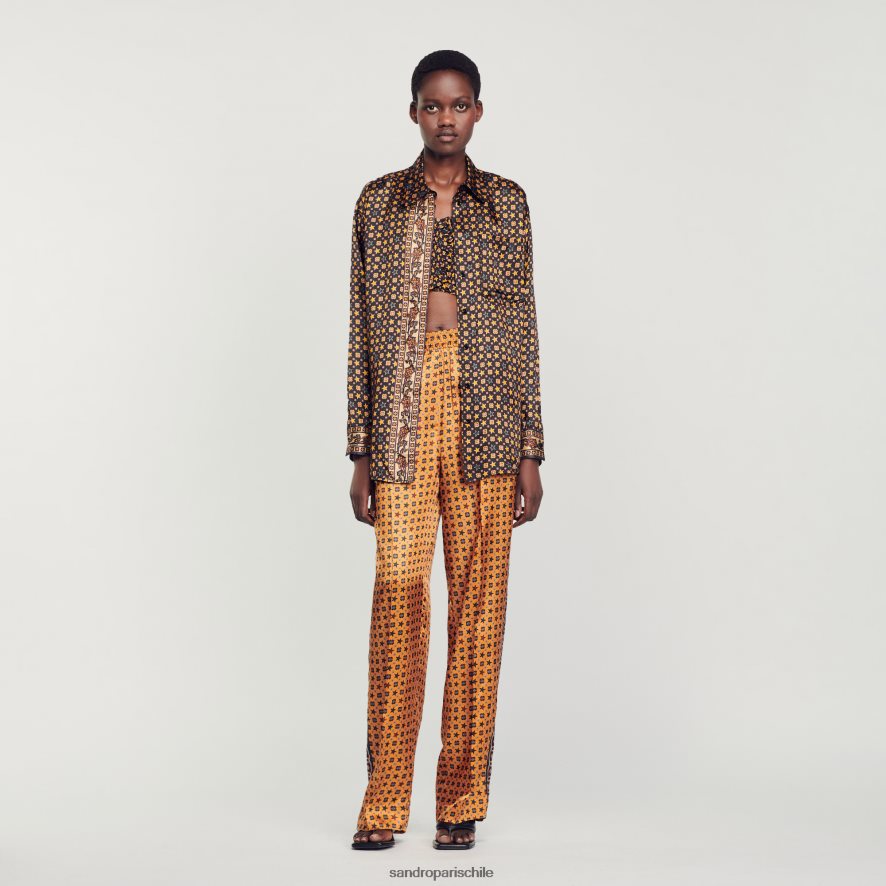 Sandro Paris camisa estampada negro mujer vestir JJ402J71