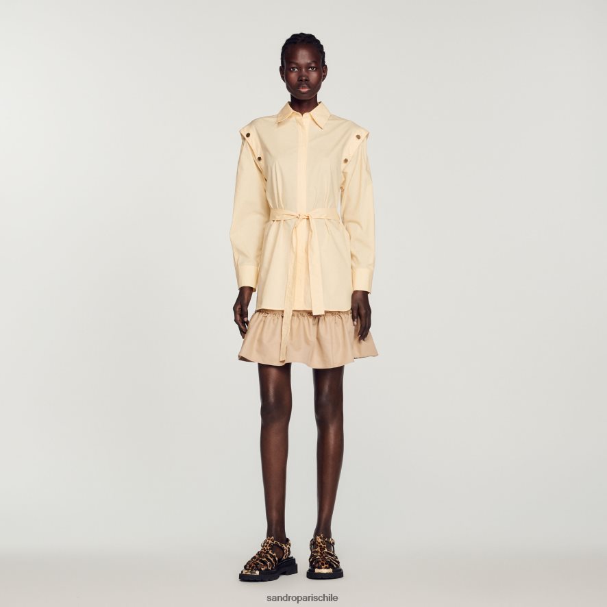 Sandro Paris camisa larga manteca mujer vestir JJ402J411