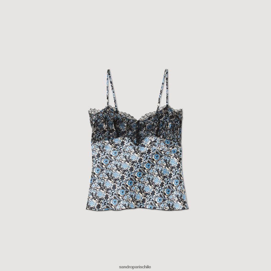 Sandro Paris camisola estampada azul/beige mujer vestir JJ402J26