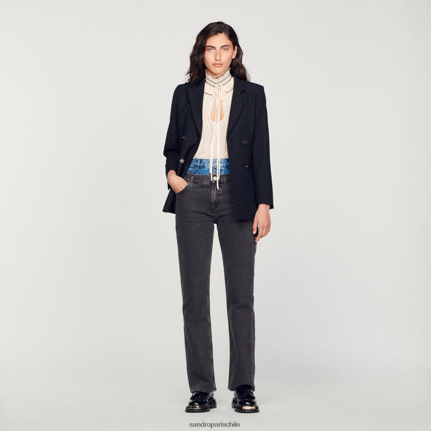 Sandro Paris top de gasa desnudo mujer vestir JJ402J134