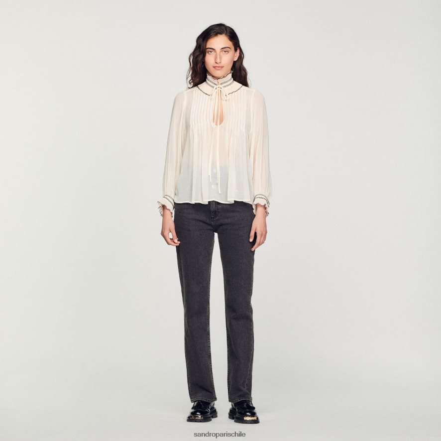 Sandro Paris top de gasa desnudo mujer vestir JJ402J134