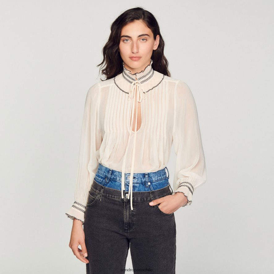 Sandro Paris top de gasa desnudo mujer vestir JJ402J134