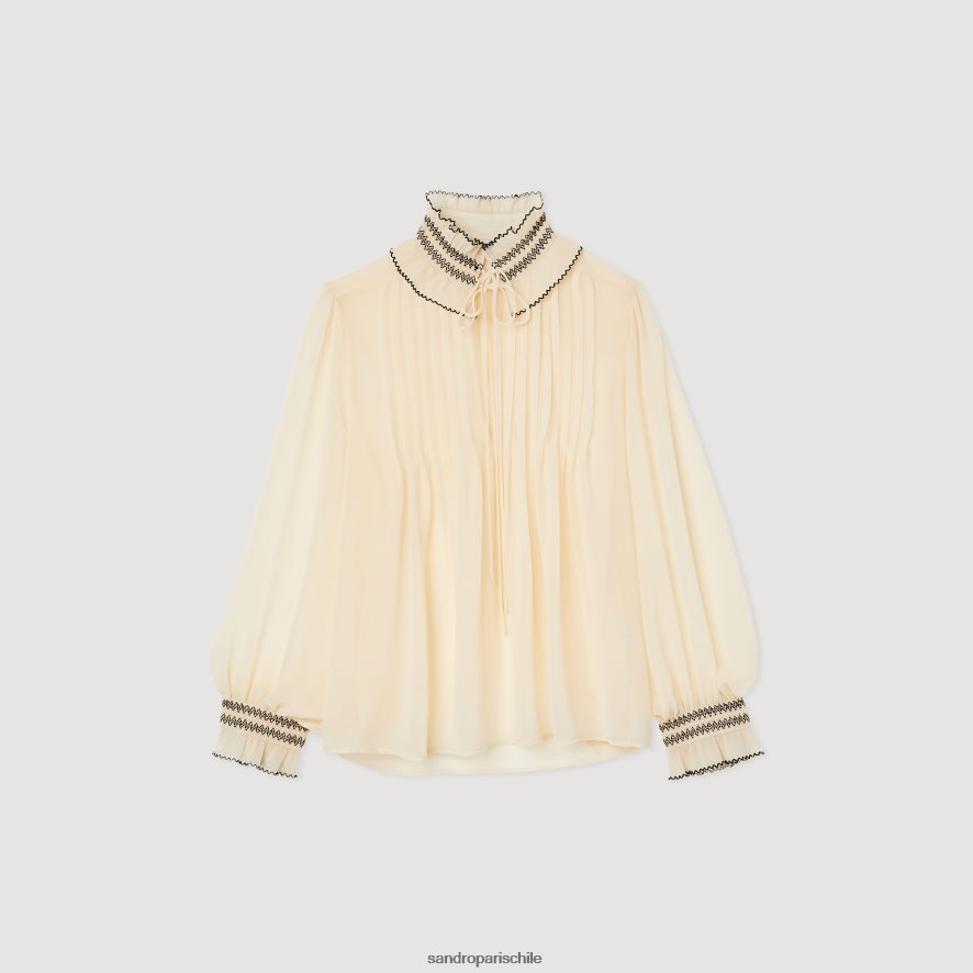 Sandro Paris top de gasa desnudo mujer vestir JJ402J134