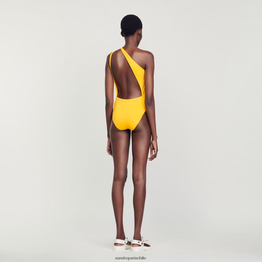 Sandro Paris traje de baño asimétrico de una pieza amarillo mujer vestir JJ402J182
