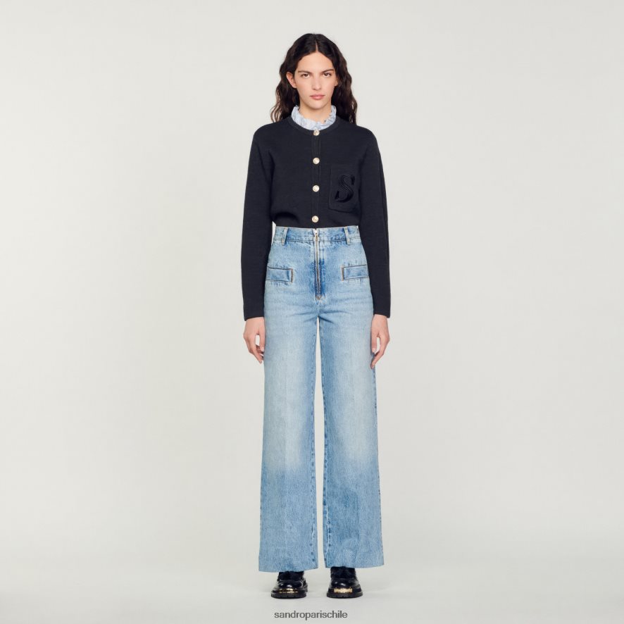 Sandro Paris vaqueros anchos Jean azul mujer vestir JJ402J183