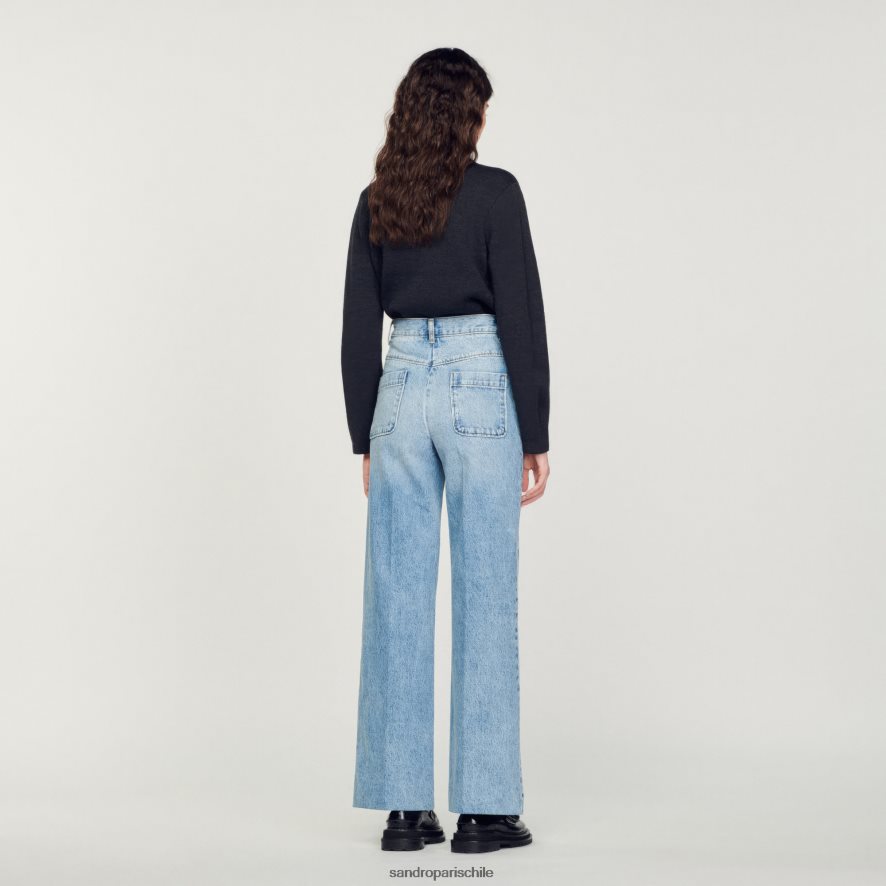 Sandro Paris vaqueros anchos Jean azul mujer vestir JJ402J183