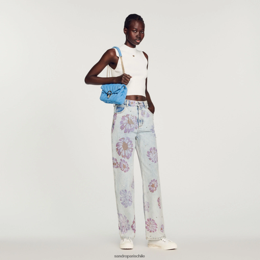 Sandro Paris vaqueros florales Jean azul mujer vestir JJ402J268