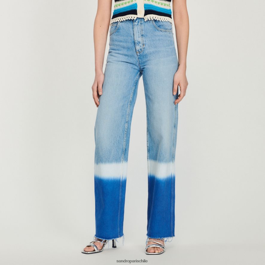 Sandro Paris vaqueros teñidos anudados Jean azul mujer vestir JJ402J246