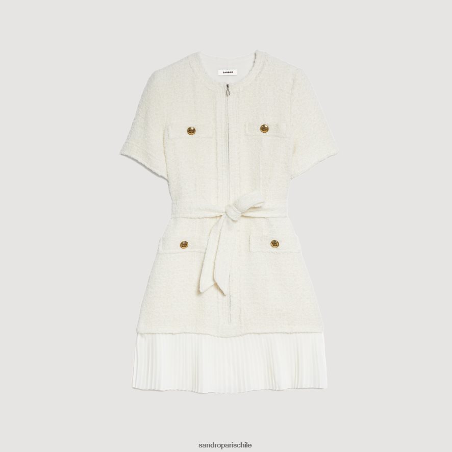 Sandro Paris vestido abrigo de lana con efecto tweed crudo mujer vestir JJ402J144