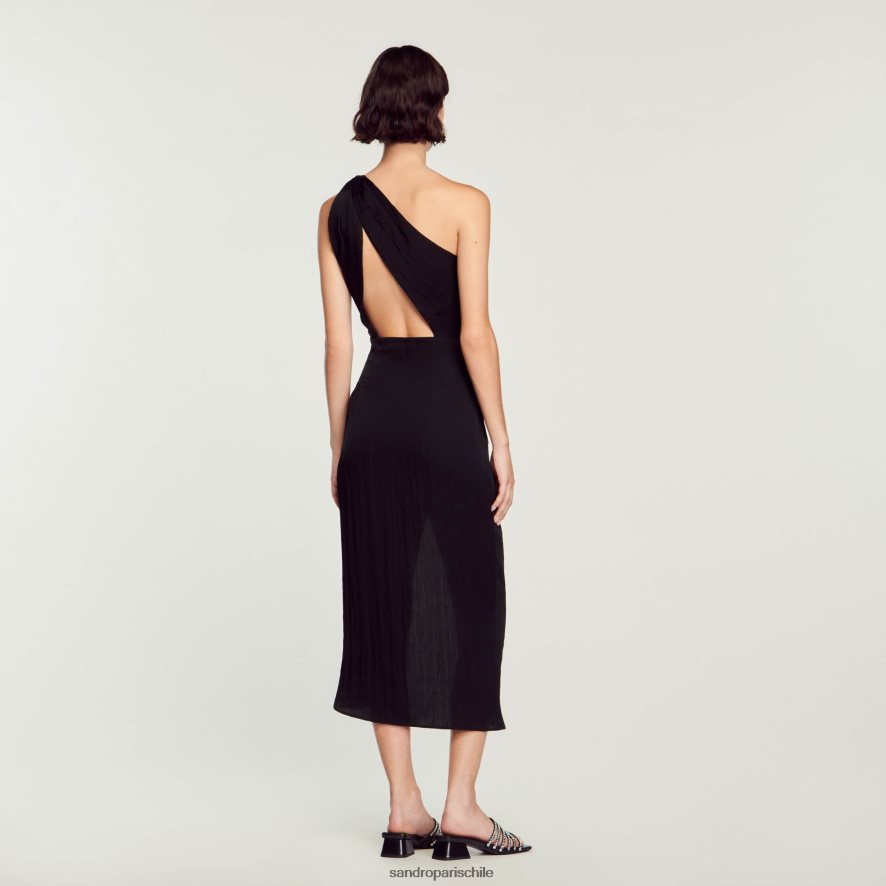 Sandro Paris vestido asimétrico negro mujer vestir JJ402J57