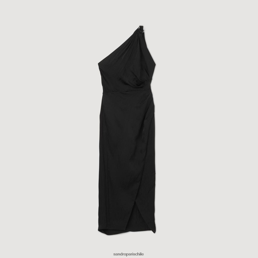 Sandro Paris vestido asimétrico negro mujer vestir JJ402J57