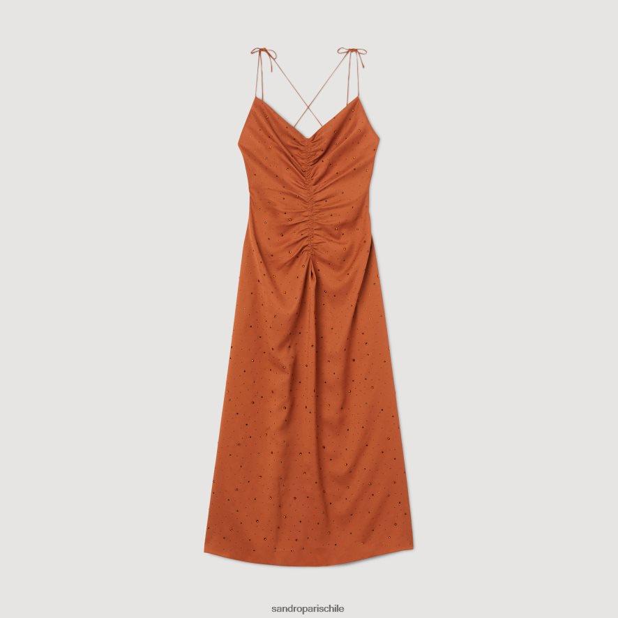 Sandro Paris vestido de diamantes de imitación marrón mujer vestir JJ402J81