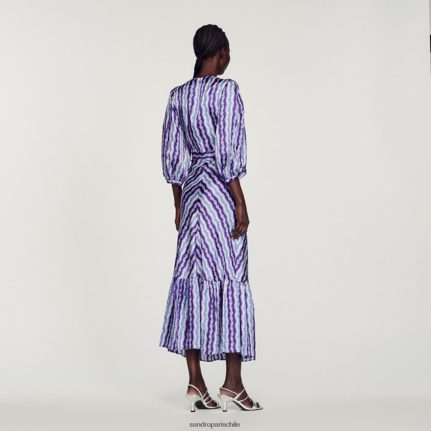 Sandro Paris vestido floral retorcido morado/azul mujer vestir JJ402J393