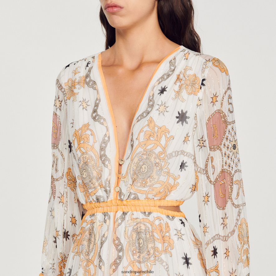 Sandro Paris vestido largo de flores crudo mujer vestir JJ402J392