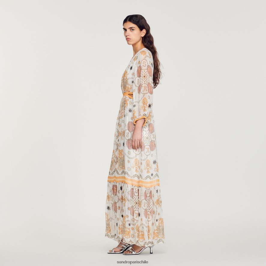 Sandro Paris vestido largo de flores crudo mujer vestir JJ402J392
