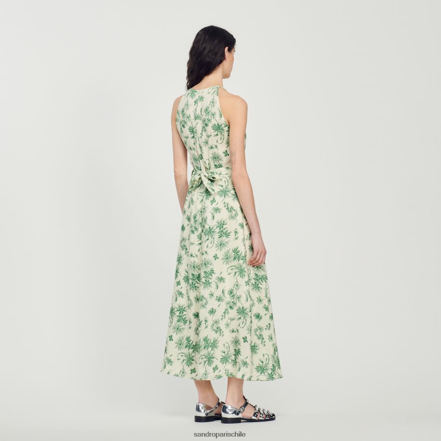 Sandro Paris vestido largo de flores crudo - verde mujer vestir JJ402J239