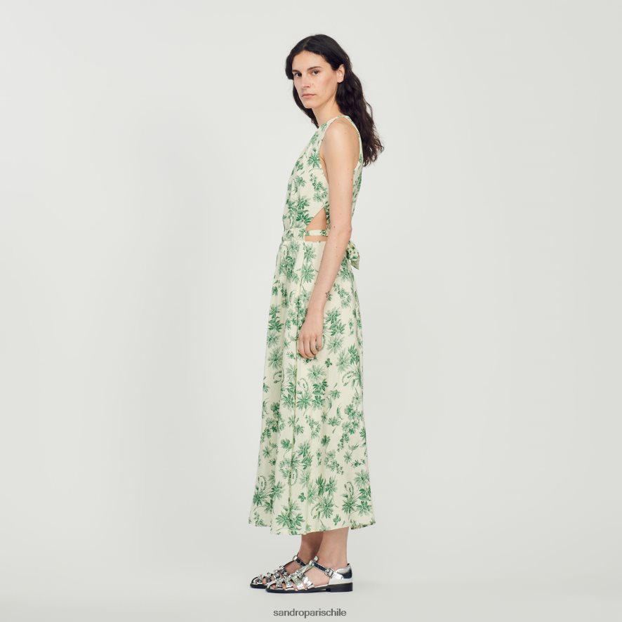 Sandro Paris vestido largo de flores crudo - verde mujer vestir JJ402J239