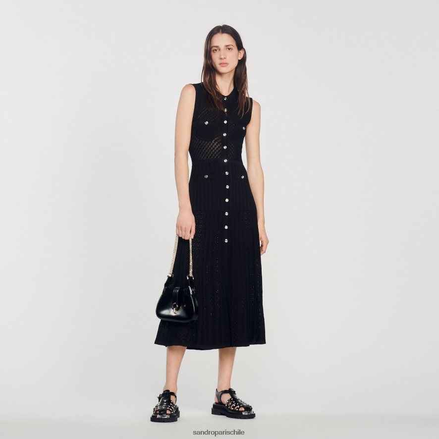 Sandro Paris vestido largo de punto negro mujer vestir JJ402J126