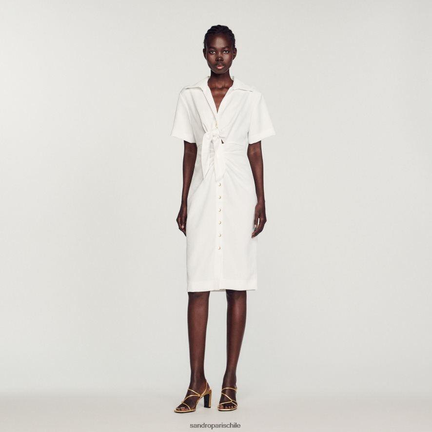 Sandro Paris vestido midi con botones crudo mujer vestir JJ402J242