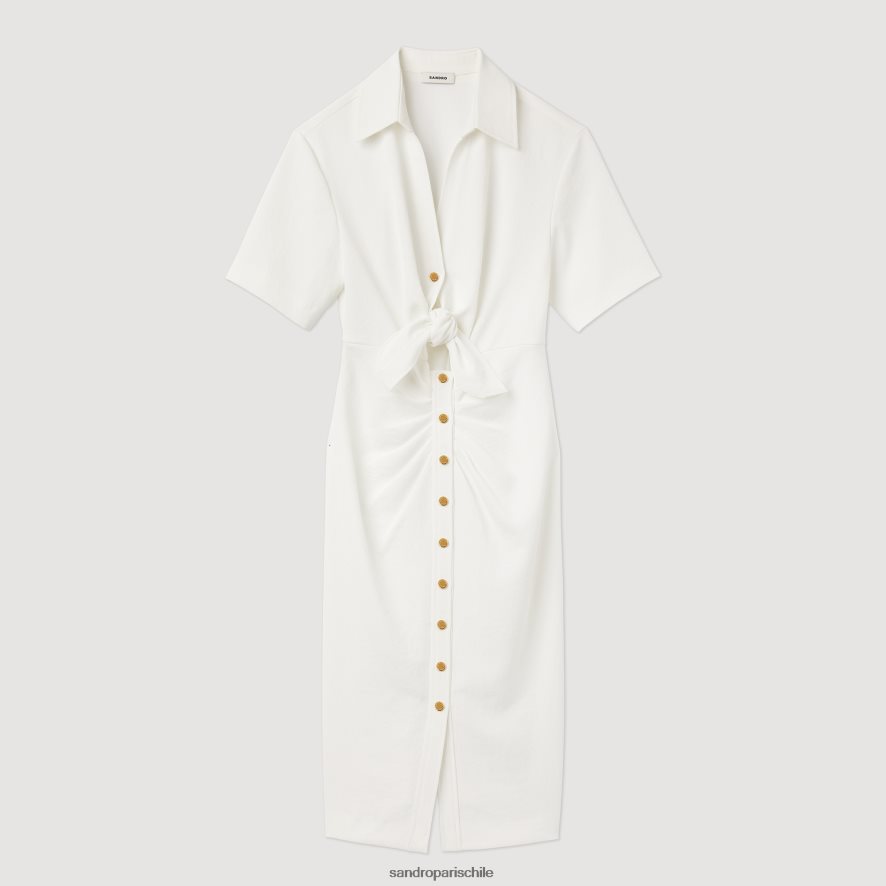 Sandro Paris vestido midi con botones crudo mujer vestir JJ402J242