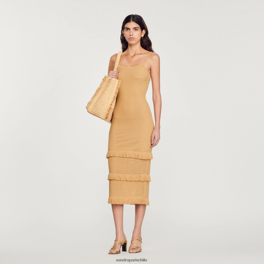 Sandro Paris vestido midi de punto camello mujer vestir JJ402J118